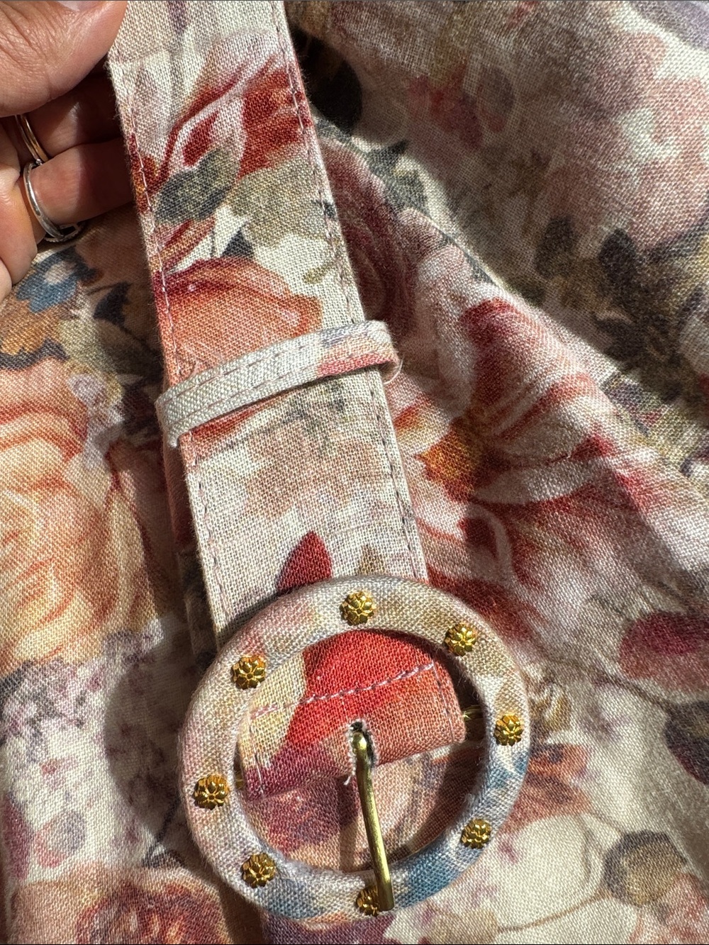 Zimmermann Cream Floral-Print Midi Dress with Belt - Picture 12 of 16